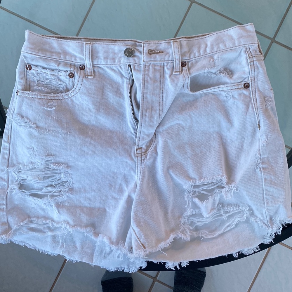 AE white ripped shorts